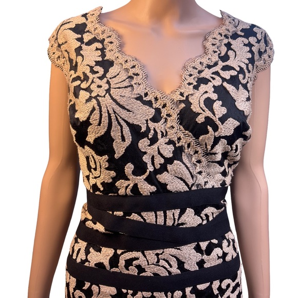 Tadashi Shoji Black and Ecru  Sleeveless Dress 14 - Picture 3 of 9